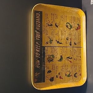 🍸Vintage 60's/50'sNapco HOW TO KEEP YOUR HUSBAND! Wood serving tray